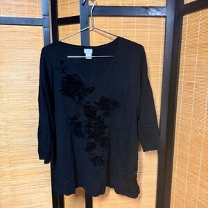 Chico's Black Embellished Blouse